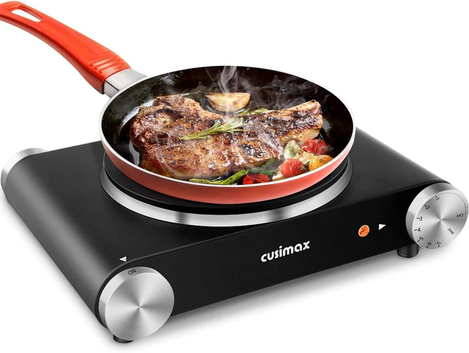 CUSIMAX Single Hot Plate 1500W Electric Stove Portable Cast Iron Hob for Kitche
