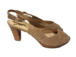 Bella Vita Slingback Taupe Leather Upper Wood Heel 50-5568 Size 8.5 - Picture 1 of 8