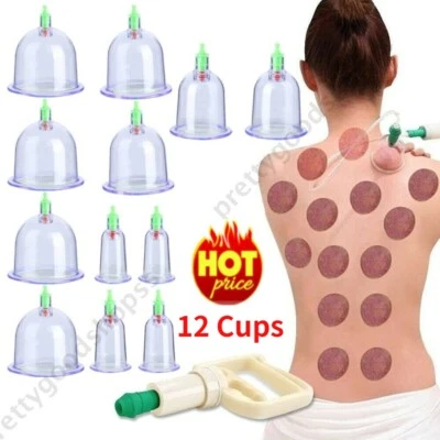 12 Cups set Medical Chinese Vacuum Cupping Body Massage Therapy Healthy Suction - Image 1 of 4