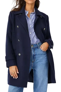 NEW ANN TAYLOR NIGHT SKY BLUE WOOL BLEND PEACOAT COAT SZ SMALL - Picture 1 of 10