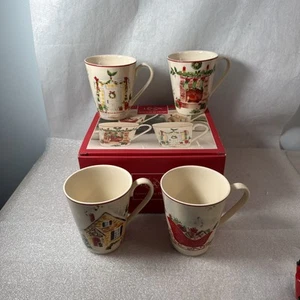 Set Of 4 Lenox Holiday Inspirations & Illustrations Assorted Christmas Mugs - Picture 1 of 15