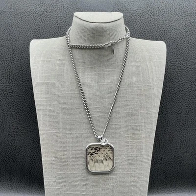 Collar Largo Ann Taylor Tono Plata Cadena Piel de Serpiente Colgante Estrás Dije Foto 1 de 4