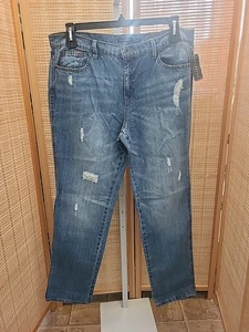 Pantalones de mezclilla Metaphor para mujer talla 14 ajustados novio azul desgastado bolsillos cremallera   - Imagen 1 de 13