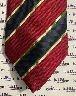 Gravata de pescoço BARNEY’S NEW YORK vermelha com design de listras marinhas 3,625” (nova sem etiqueta) - Imagem 1 de 3