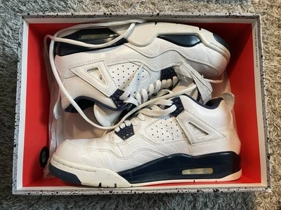 Air Jordan 4 Retro LS Blanco/Azul Leyenda-Mdnght Azul Marino Talla 9.5 en Hombre’s Foto 1 de 4