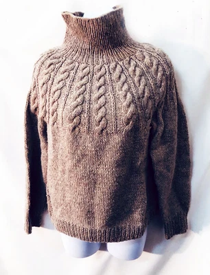 VTG 70s Gray Cable Handknit Turtleneck Wool Sweater Barlettyarns Harmony Maine S - Image 1 of 3