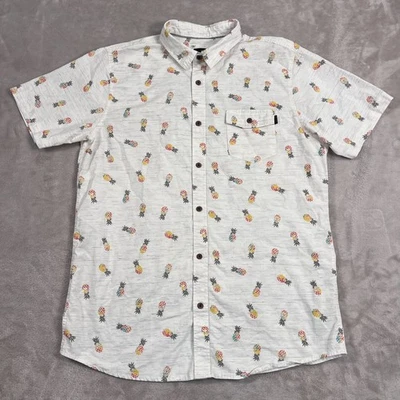 Rip Curl Shirt Mens Large White Pineapples Button Up Short Sleeve Cotton Woven - Image 1 of 4