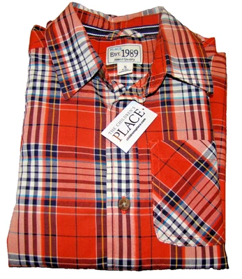 NWT The Children's Place Boys Size Small 5-6  Plaid Long Sleeve Button Shirt - Image 1 of 4