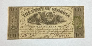 1864 The State of Georgia 10 Dollar Note (See Photos) - Picture 1 of 8