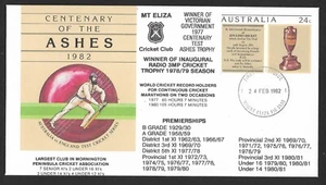 AUSTRALIA ASHES 1982 CRICKET MT ELIZA CRICKET CLUB Overprinted CLUB HISTORY PSE - Picture 1 of 2