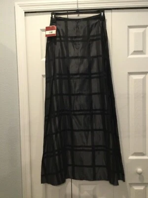 J.S. COLLECTIONS Black Satin On Black Matte Long Skirt. Size 8. NEW. - Image 1 of 4