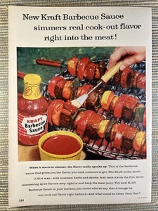 Kraft Barbecue Sauce Cook Out Grill Meat Condiment 1960 Vintage Print Ad - Picture 1 of 1