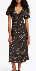 Levi's Black Daisy Spot Midi Dress Size XS BNWT RRP £90 Levi Levis - Picture 1 of 6
