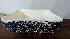 VTG SHAWNEE KENWOOD USA  WHITE LAVA GLAZE OVER BLACK BOWL #2116 USA  7X7 RETRO - Picture 1 of 6