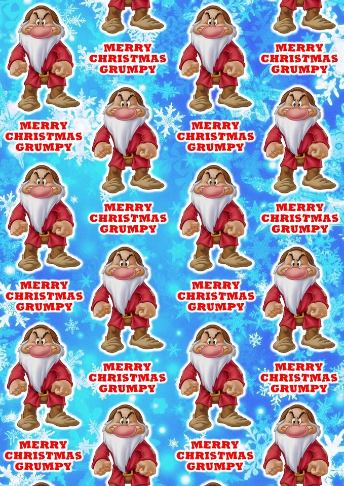 GRUMPY Personalised Christmas Gift Wrap - Disney Snow White Wrapping Paper - Image 1 of 1