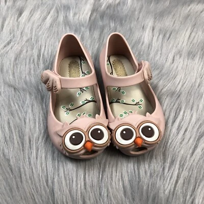 Mini Melissa Blush Owl Rubber Toddler Girls Flats Size 6 - Image 1 of 4