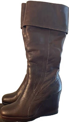 Mujer Marrón Hasta la Rodilla, Botas Tacón Cuña, Talla 6.5 Foto 1 de 4