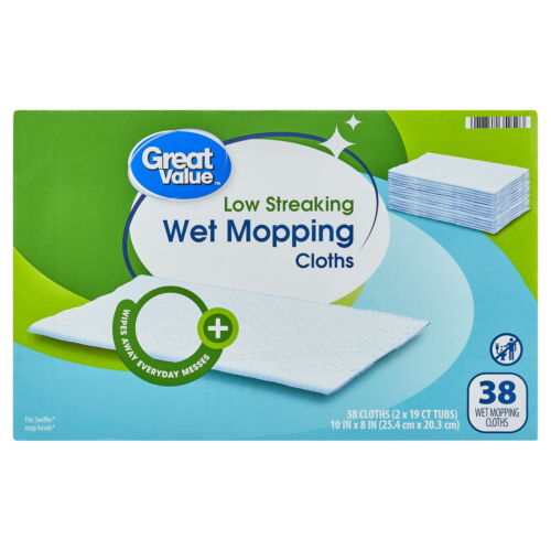 Great Value Wet Mopping Cloth Refills, 38 Count