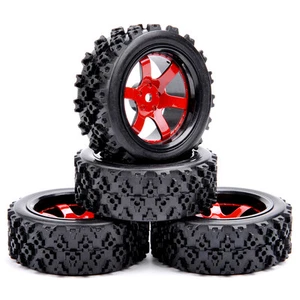 4Pcs For HSP HPI RC 1:10 Off Road Racing Car Rubber Tires Wheel 12mm Hex D6NKR - Picture 1 of 7