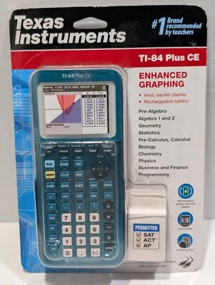 NEW TI-84 Texas Instruments TI-84 Plus CE Graphing Calculator METALLIC TEAL - Image 1 of 2