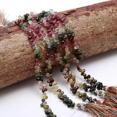 Natural Tourmaline Gemstone 6x4 mm Size Faceted Teardrop Beads 9.5 Inch Strand - Image 1 of 4