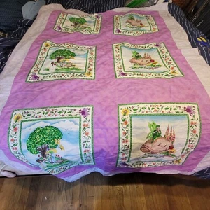 GIRLS - FAIRY GARDEN PURPLE QUILT - NICE -  Twin Size. - Picture 1 of 5