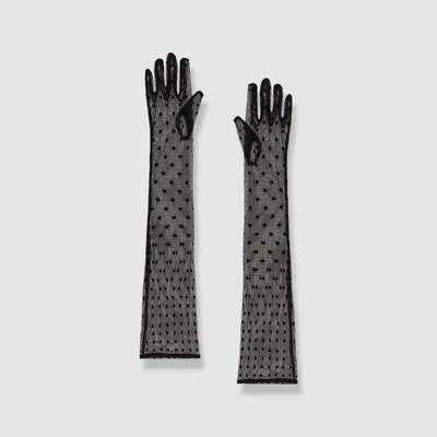 Kiki De Montparnasse Women Black Mercy Embroidered Tulle Gloves Size M/L - Image 1 of 2