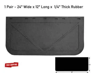 Rubber Mud Flaps Black Truck (1 Pair) 1/4" Thick x 24" Wide x 12" Long - Picture 1 of 6