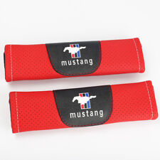 Produktbild - 2X Rot Farbe Auto Sicherheitsgurt Schulterkissen Abdeckung Pad Für Mustang Auto