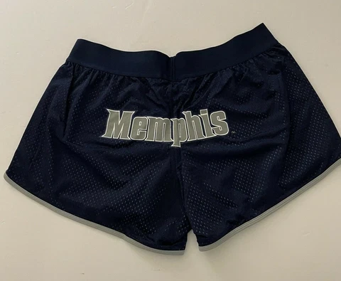 Memphis Tigers Womens Shorts Mesh Running Shorts Large NEW Navy Blue NUYU Logo Cover