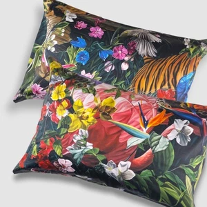 Roberto Cavalli Blues single pillowcase 50x80 cm in satin with 4 ruffles - Picture 1 of 4