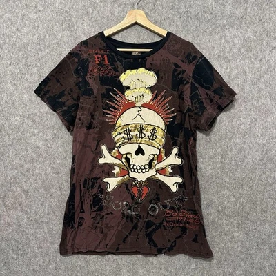 Camiseta Ed Hardy Agotada Corona Calavera Gráfica Para Hombre 2XL 2009 Y2K Estilo De Colección Foto 1 de 4