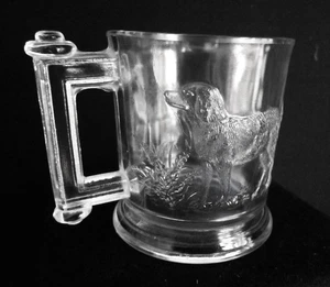 Antique EAPG Children"s Pressed Glass Mug with Dogs on  Sides  3  1/4" - Picture 1 of 8