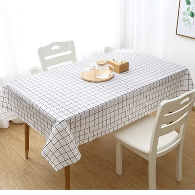 Thickened Waterproof Checkered Tablecloth Set for Rectangular For Dining Tables - Image 1 of 4
