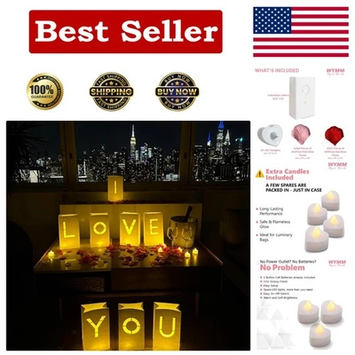 I Love You Light-Up Décor Set with 30 Tealights & 1000 Romantic Rose Petals - Image 1 of 4