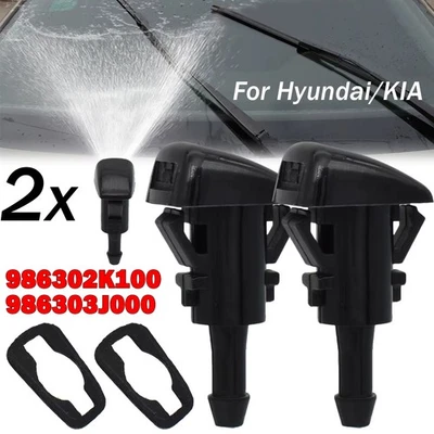 Windscreen Washer Jet Pair for Hyundai i20 i30 ix35 Santa Fe Tucson Kia Sportage - Image 1 of 4