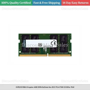 KVR21S15S8/4 Kingston 4GB DDR4 SoDimm Non ECC PC4-17000 2133Mhz 1Rx8 - Picture 1 of 1