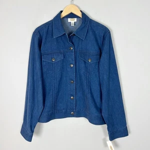 Vintage Talbots Blue Denim Jacket Button Front Shacket Classic Size XL Women's - Picture 1 of 4