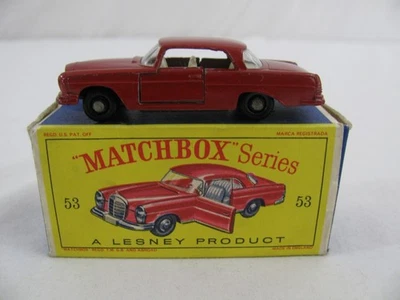 Vintage Lesney Matchbox Red Mercedes Benz 220SE Coupe w/ Box #53 New! - Image 1 of 4