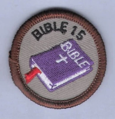 Patch Royal Ranger c1980 Master Christian Bible 15 Club Merit Badge Brown 2" - Image 1 of 3