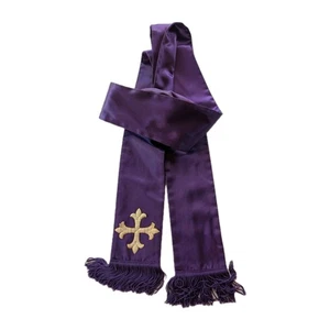 Antique Purple Embroidered Preaching Stole - Picture 1 of 2