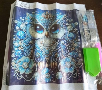 Diamond Painting 5D DIY PARTIAL 30x30cm 🐝BLUE OWL 79 🐝 FREE POST - Imagem 1 de 2