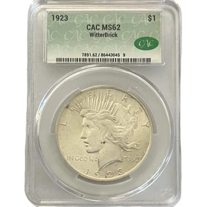1923 Peace Silver Dollar MS62 CAC from WitterBrick - Picture 1 of 2