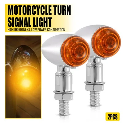 2X Luz intermitente indicador señal motocicleta giro bala cromo ámbar delantero/trasero Foto 1 de 4