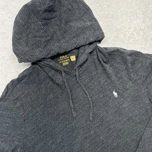 Polo By Ralph Lauren Long Sleeve Hooded Lightweight Pullover Men XL Black Gray - Picture 1 of 10