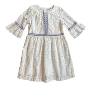 HANNA ANDERSSON WHITE EYELET LACE DRESS GIRLS 6-7 - Picture 1 of 8