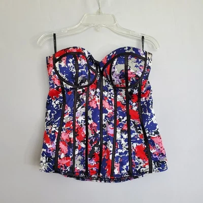 Bebe Corsé Bustier Y2K Negro Deshuesado Floral Satén Hada Coqueta Romántico Gótico Foto 1 de 4