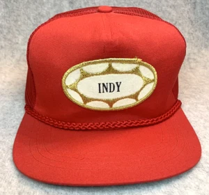Vintage Town Talk INDY Patch Mesh Strapback Trucker Hat/Cap - Red,Gold & White - Picture 1 of 12