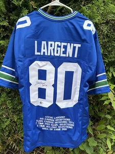 STEVE LARGENT AUTOGRAPHED SIGNED SEATTLE SEAHAWKS JERSEY w/ HOF INSCRIPTION - Picture 1 of 4