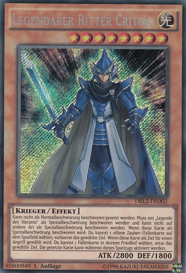 YU-GI-OH, LEGENDÄRER RITTER CRITIAS, SCR, DRL2-DE002, 1. Auflage, TOP - Bild 1 von 1